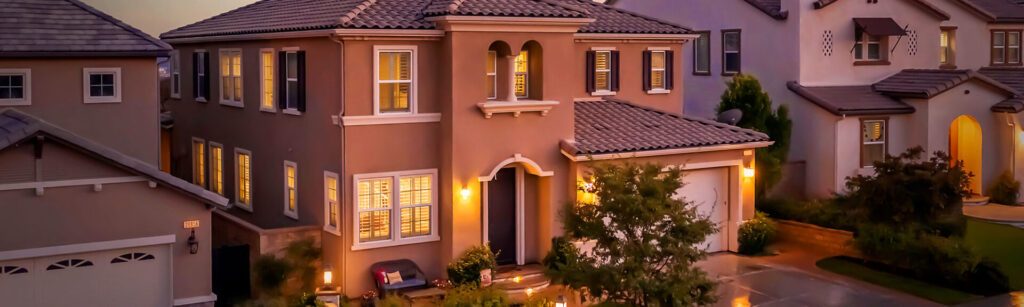a house in California during sunset