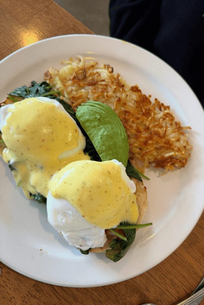 Eggs Benedict, Crispy bacon, and biscuits and gravy at Neighbarista in Newhall.