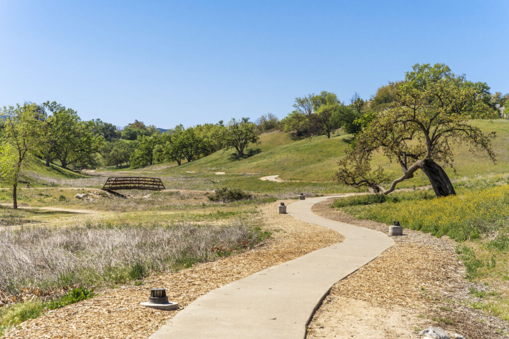 The winding paths in the middle of the Valencia Summit neighborhood.