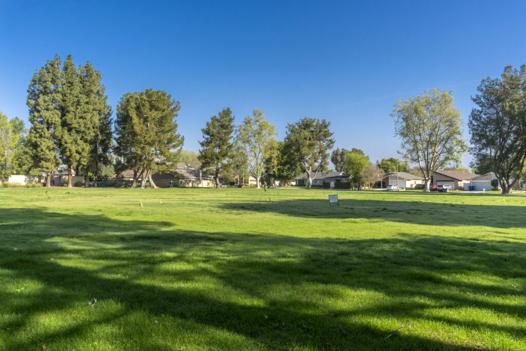 Eye level with the large grassy area at Valencia Glen park where many youth practices are held.